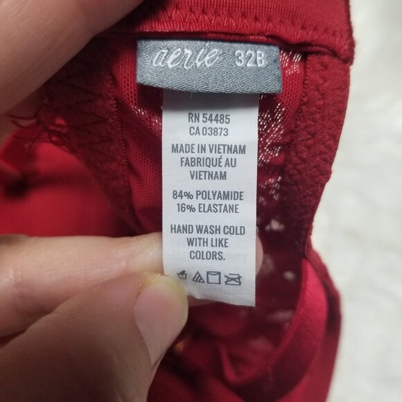 Aerie | Red Floral Lace Real Power Plunge Underwire Bra Convertible Back 32B - Picture 6 of 8